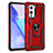 Coque Contour Silicone et Plastique Housse Etui Mat avec Magnetique Support Bague Anneau MQ3 pour OnePlus 9 5G Rouge