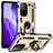 Coque Contour Silicone et Plastique Housse Etui Mat avec Magnetique Support Bague Anneau MQ3 pour Oppo F19 Pro+ Plus 5G Or