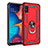 Coque Contour Silicone et Plastique Housse Etui Mat avec Magnetique Support Bague Anneau MQ3 pour Samsung Galaxy A10e Rouge