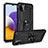 Coque Contour Silicone et Plastique Housse Etui Mat avec Magnetique Support Bague Anneau MQ3 pour Samsung Galaxy A22 5G Noir
