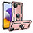 Coque Contour Silicone et Plastique Housse Etui Mat avec Magnetique Support Bague Anneau MQ3 pour Samsung Galaxy A22 5G Or Rose