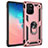 Coque Contour Silicone et Plastique Housse Etui Mat avec Magnetique Support Bague Anneau MQ3 pour Samsung Galaxy A91 Or Rose