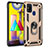 Coque Contour Silicone et Plastique Housse Etui Mat avec Magnetique Support Bague Anneau MQ3 pour Samsung Galaxy M21s Or