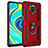Coque Contour Silicone et Plastique Housse Etui Mat avec Magnetique Support Bague Anneau MQ3 pour Xiaomi Poco M2 Pro Rouge