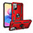 Coque Contour Silicone et Plastique Housse Etui Mat avec Magnetique Support Bague Anneau MQ3 pour Xiaomi POCO M3 Pro 5G Rouge