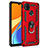 Coque Contour Silicone et Plastique Housse Etui Mat avec Magnetique Support Bague Anneau MQ3 pour Xiaomi Redmi 9 Activ Rouge