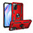 Coque Contour Silicone et Plastique Housse Etui Mat avec Magnetique Support Bague Anneau MQ3 pour Xiaomi Redmi 9 Power Rouge