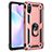 Coque Contour Silicone et Plastique Housse Etui Mat avec Magnetique Support Bague Anneau MQ3 pour Xiaomi Redmi 9A Or Rose