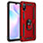 Coque Contour Silicone et Plastique Housse Etui Mat avec Magnetique Support Bague Anneau MQ3 pour Xiaomi Redmi 9A Rouge