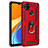 Coque Contour Silicone et Plastique Housse Etui Mat avec Magnetique Support Bague Anneau MQ3 pour Xiaomi Redmi 9C NFC Rouge