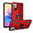Coque Contour Silicone et Plastique Housse Etui Mat avec Magnetique Support Bague Anneau MQ3 pour Xiaomi Redmi Note 10 5G Rouge