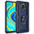 Coque Contour Silicone et Plastique Housse Etui Mat avec Magnetique Support Bague Anneau MQ3 pour Xiaomi Redmi Note 9 Pro Bleu