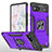 Coque Contour Silicone et Plastique Housse Etui Mat avec Magnetique Support Bague Anneau MQ4 pour Google Pixel 6a 5G Violet