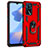 Coque Contour Silicone et Plastique Housse Etui Mat avec Magnetique Support Bague Anneau MQ4 pour Oppo A16 Rouge