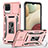 Coque Contour Silicone et Plastique Housse Etui Mat avec Magnetique Support Bague Anneau MQ4 pour Samsung Galaxy A12 Or Rose