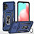 Coque Contour Silicone et Plastique Housse Etui Mat avec Magnetique Support Bague Anneau MQ4 pour Samsung Galaxy M32 5G Bleu