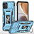 Coque Contour Silicone et Plastique Housse Etui Mat avec Magnetique Support Bague Anneau MQ6 pour Motorola Moto G32 Bleu