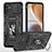 Coque Contour Silicone et Plastique Housse Etui Mat avec Magnetique Support Bague Anneau MQ6 pour Motorola Moto G32 Noir