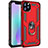 Coque Contour Silicone et Plastique Housse Etui Mat avec Magnetique Support Bague Anneau pour Apple iPhone 11 Pro Max Rouge