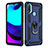 Coque Contour Silicone et Plastique Housse Etui Mat avec Magnetique Support Bague Anneau pour Motorola Moto E30 Bleu