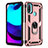 Coque Contour Silicone et Plastique Housse Etui Mat avec Magnetique Support Bague Anneau pour Motorola Moto E30 Or Rose