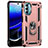 Coque Contour Silicone et Plastique Housse Etui Mat avec Magnetique Support Bague Anneau pour Motorola Moto G 5G (2022) Or Rose