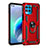 Coque Contour Silicone et Plastique Housse Etui Mat avec Magnetique Support Bague Anneau pour Motorola Moto G100 5G Rouge