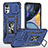 Coque Contour Silicone et Plastique Housse Etui Mat avec Magnetique Support Bague Anneau pour Motorola Moto G22 Bleu