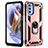 Coque Contour Silicone et Plastique Housse Etui Mat avec Magnetique Support Bague Anneau pour Motorola Moto G31 Or Rose