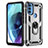 Coque Contour Silicone et Plastique Housse Etui Mat avec Magnetique Support Bague Anneau pour Motorola Moto G71 5G Argent