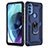 Coque Contour Silicone et Plastique Housse Etui Mat avec Magnetique Support Bague Anneau pour Motorola Moto G71 5G Bleu