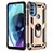 Coque Contour Silicone et Plastique Housse Etui Mat avec Magnetique Support Bague Anneau pour Motorola Moto G71 5G Or