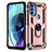 Coque Contour Silicone et Plastique Housse Etui Mat avec Magnetique Support Bague Anneau pour Motorola Moto G71 5G Or Rose