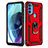 Coque Contour Silicone et Plastique Housse Etui Mat avec Magnetique Support Bague Anneau pour Motorola Moto G71 5G Rouge