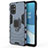 Coque Contour Silicone et Plastique Housse Etui Mat avec Magnetique Support Bague Anneau pour OnePlus 8T 5G Bleu