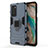 Coque Contour Silicone et Plastique Housse Etui Mat avec Magnetique Support Bague Anneau pour OnePlus 9 Pro 5G Bleu