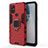 Coque Contour Silicone et Plastique Housse Etui Mat avec Magnetique Support Bague Anneau pour OnePlus Nord N10 5G Rouge