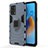 Coque Contour Silicone et Plastique Housse Etui Mat avec Magnetique Support Bague Anneau pour Oppo A74 4G Bleu