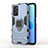 Coque Contour Silicone et Plastique Housse Etui Mat avec Magnetique Support Bague Anneau pour Oppo A76 Bleu