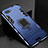 Coque Contour Silicone et Plastique Housse Etui Mat avec Magnetique Support Bague Anneau pour Oppo AX5 Bleu