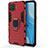 Coque Contour Silicone et Plastique Housse Etui Mat avec Magnetique Support Bague Anneau pour Oppo F17 Pro Rouge