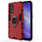 Coque Contour Silicone et Plastique Housse Etui Mat avec Magnetique Support Bague Anneau pour Oppo Find X3 Lite 5G Rouge