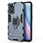 Coque Contour Silicone et Plastique Housse Etui Mat avec Magnetique Support Bague Anneau pour Oppo Find X5 Lite 5G Bleu