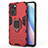 Coque Contour Silicone et Plastique Housse Etui Mat avec Magnetique Support Bague Anneau pour Oppo Find X5 Lite 5G Rouge