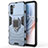 Coque Contour Silicone et Plastique Housse Etui Mat avec Magnetique Support Bague Anneau pour Oppo K9 Pro 5G Bleu