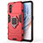 Coque Contour Silicone et Plastique Housse Etui Mat avec Magnetique Support Bague Anneau pour Oppo K9 Pro 5G Rouge