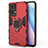 Coque Contour Silicone et Plastique Housse Etui Mat avec Magnetique Support Bague Anneau pour Oppo Reno7 Pro 5G Rouge