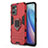 Coque Contour Silicone et Plastique Housse Etui Mat avec Magnetique Support Bague Anneau pour Oppo Reno7 SE 5G Rouge