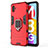 Coque Contour Silicone et Plastique Housse Etui Mat avec Magnetique Support Bague Anneau pour Samsung Galaxy M13 5G Rouge