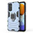 Coque Contour Silicone et Plastique Housse Etui Mat avec Magnetique Support Bague Anneau pour Samsung Galaxy M23 5G Bleu